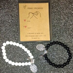 Pinky Promise Black and White Beaded Bracelets
